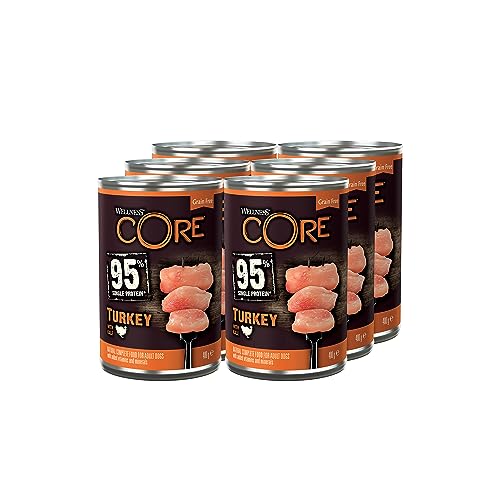 Wellness CORE 95 % Pute & Grünkohl, Hundefutter nass, Pastete, 6 x 400 g, ohne Zuckerzusatz, getreidefrei, mit hohem Fleischanteil und ausgewählten Zutaten von Wellness CORE