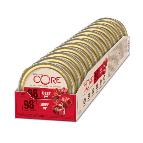 Wellness CORE 98 Prozent Rind,Katzenfutter nass, pastete, ohne Zuckerzusatz, getreidefrei, hoher Fleischanteil, 12 x 85 g von Wellness CORE