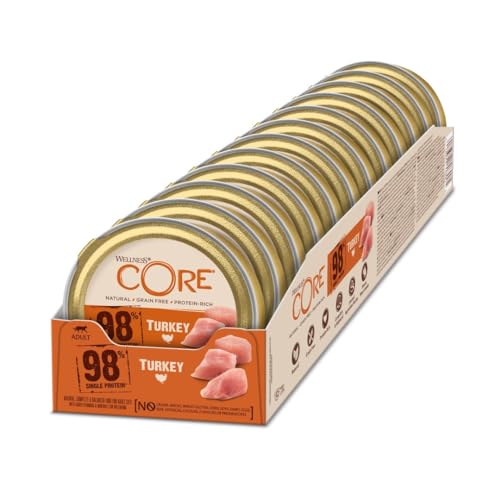 Wellness CORE 98 Prozent Pute, Katzenfutter nass, pastete, ohne Zuckerzusatz, getreidefrei, hoher Fleischanteil, 12 x 85 g von Wellness CORE