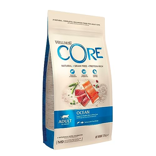 Wellness CORE Adult Ocean, Katzenfutter trocken für gesunde Haut & glänzendes Fell, getreidefei, hoher Fleischanteil, Lachs & Thunfisch, 1,75 kg von Wellness CORE