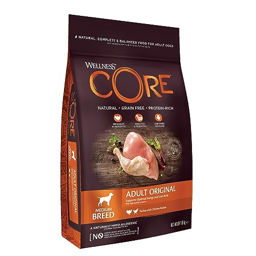 Wellness CORE Adult Original, Hundefutter trocken, getreidefrei, mit hohem Fleischanteil, Pute & Huhn, 10 kg von Wellness CORE