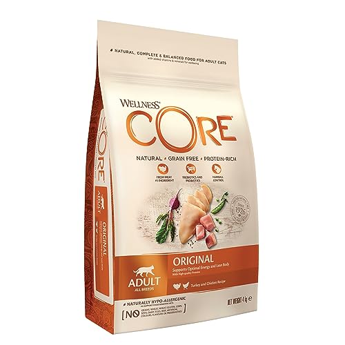 Wellness CORE Adult Original, Katzenfutter trocken, getreidefrei, hoher fleischanteil, Pute & Huhn, 4 kg von Wellness CORE