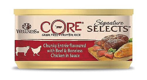 Wellness CORE Katze Signature Selects Getreidefreies Nassfutter Häppchen vom Rind & Huhn in Sauce, 12er Pack (12 x 1.9 kg) von Wellness CORE