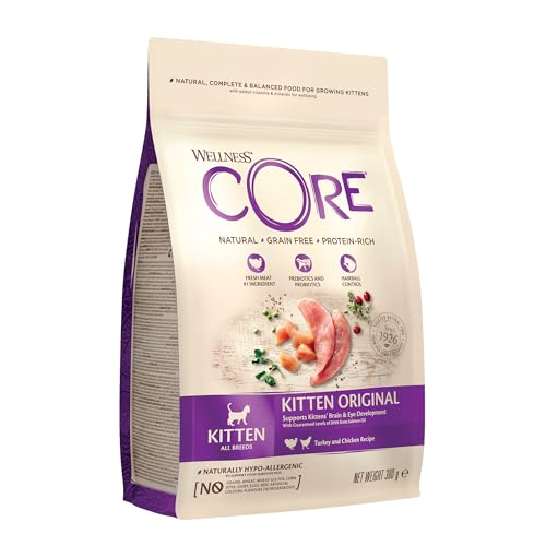 Wellness CORE Kitten Original, Trockenfutter für Kätzchen, getreidefrei, hoher Fleischanteil, Huhn & Pute, 300 g von Wellness CORE