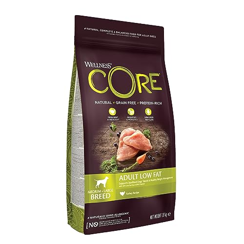 Wellness CORE Adult Low Fat, Hundefutter trocken für sterilisierte / übergewichtige Hunde, getreidefrei, mit hohem Fleischanteil, Pute, 1,8 kg von Wellness CORE