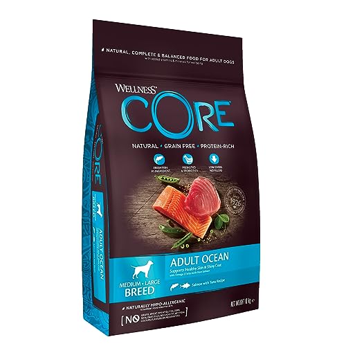 Wellness CORE Adult Ocean, Hundefutter trocken für gesunde Haut & glänzendes Fell, getreidefrei, mit hohem Fleischanteil, Lachs & Thunfisch, 10 kg von Wellness CORE