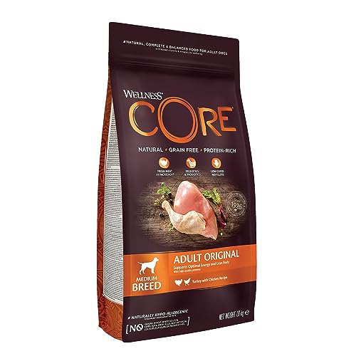 Wellness CORE Adult Original, Hundefutter trocken, getreidefrei, mit hohem Fleischanteil, Pute & Huhn, 1,8 kg von Wellness CORE