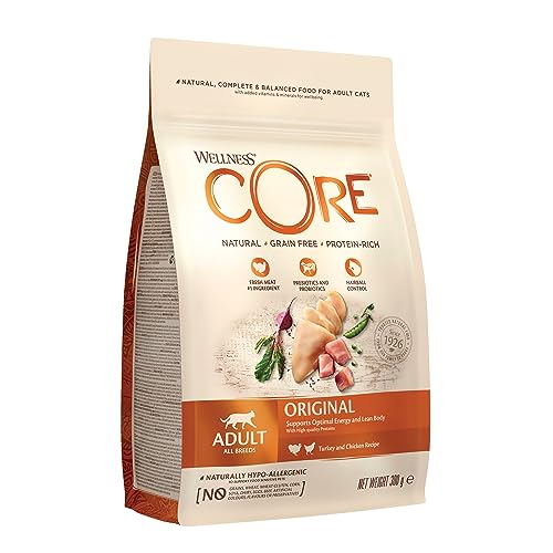 Wellness CORE Original, Pute & Huhn, 300 g, Katzenfutter trocken für ausgewachsene Katzen, ohne Zuckerzusatz, getreidefrei, mit hohem Fleischanteil, beugt Haarballen vor Wellness CORE Original, Pute & Huhn, 300 g, Katzenfutter trocken für ausgewachsene Katzen, ohne Zuckerzusatz, getreidefrei, mit hohem Fleischanteil, beugt Haarballen vor von Wellness CORE