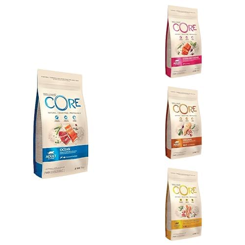 Wellness CORE Probierpaket, Katzenfutter trocken für ausgewachsene Katzen, 4 x 1.75kg, ohne Zuckerzusatz, getreidefrei, mit hohem Fleischanteil von Wellness CORE