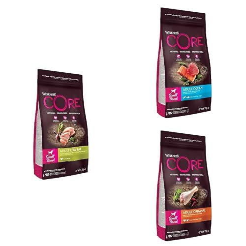Wellness CORE Probierpaket, Small Breed, Hundefutter trocken für ausgewachsene Hunde Kleiner Rassen, 3 x 1,5kg, ohne Zuckerzusatz, getreidefrei, mit hohem Fleischanteil von Wellness CORE
