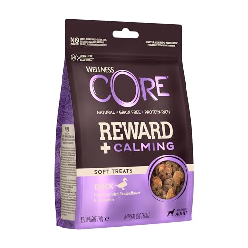 Wellness CORE Reward+ Ente & Kamille, Hundeleckerli zur Belohnung, fördert die Beruhigung Ihres Hundes, weich, getreidefrei, 170g von Wellness CORE