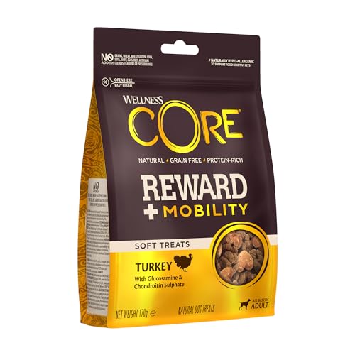 Wellness CORE Reward+ Pute, 170 g, sanfte Hundeleckerli zur Belohnung, ohne Zuckerzusatz, getreidefrei, mit hohem Fleischanteil, fördert die Mobilität deines Hundes von Wellness CORE