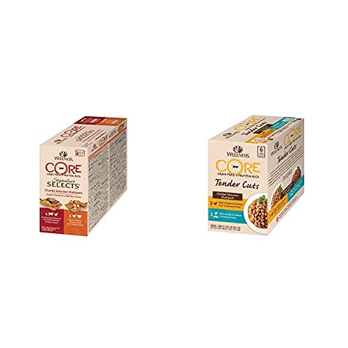 Wellness CORE Signature Selects, Katzenfutter nass in Sauce, getreidefrei, hoher Fleischanteil, Chunky Selection Mix, 8 x 79 g & Tender Cuts, Katzenfutter nass in Sauce, getreidefrei, 6 x 85 g Wellness CORE Signature Selects, Katzenfutter nass in Sauce, getreidefrei, hoher Fleischanteil, Chunky Selection Mix, 8 x 79 g & Tender Cuts, Katzenfutter nass in Sauce, getreidefrei, 6 x 85 g von Wellness CORE