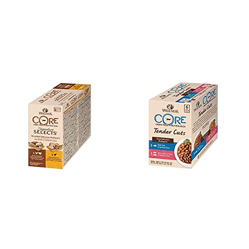 Wellness CORE Signature Selects, Katzenfutter nass in Sauce, getreidefrei, hoher Fleischanteil, Shredded Selection Mix, 8 x 79 g & Tender Cuts, Katzenfutter nass in Sauce, 6 x 85 g Wellness CORE Signature Selects, Katzenfutter nass in Sauce, getreidefrei, hoher Fleischanteil, Shredded Selection Mix, 8 x 79 g & Tender Cuts, Katzenfutter nass in Sauce, 6 x 85 g von Wellness CORE