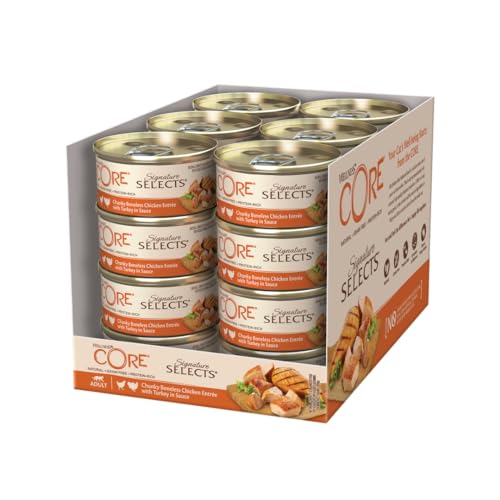 Wellness CORE Signature Selects, Katzenfutter nass in Sauce, getreidefrei, hoher Fleischanteil, Chunky, Huhn & Pute, 24 x 79 g von Wellness CORE