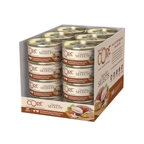 Wellness CORE Signature Selects, Shredded Huhn & Pute, 24 x 79 g, Nassfutter für ausgewachsene Katzen in Sauce, ohne Zuckerzusatz, getreidefrei, mit hohem Fleischanteil Wellness CORE Signature Selects, Shredded Huhn & Pute, 24 x 79 g, Nassfutter für ausgewachsene Katzen in Sauce, ohne Zuckerzusatz, getreidefrei, mit hohem Fleischanteil von Wellness CORE