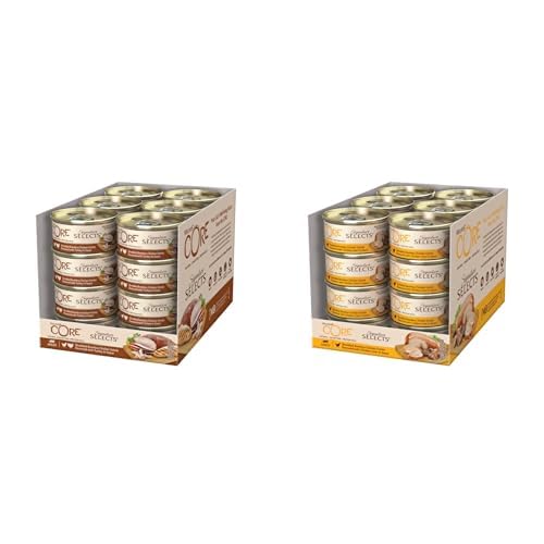 Wellness CORE Signature Selects Huhn-Bündel, 48 x 79g, Shredded Huhn & Pute & Hühnerleber, Premium Nassfutter für ausgewachsene Katzen in Brühe, ohne Zuckerzusatz, getreidefrei von Wellness CORE