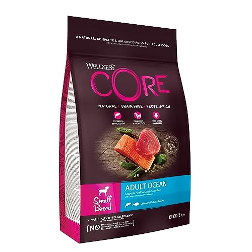 Wellness CORE Small Breed Adult Ocean, Hundefutter trocken für kleine Hunde, getreidefrei, mit hohem Fleischanteil, Lachs & Thunfisch, 5 kg von Wellness CORE