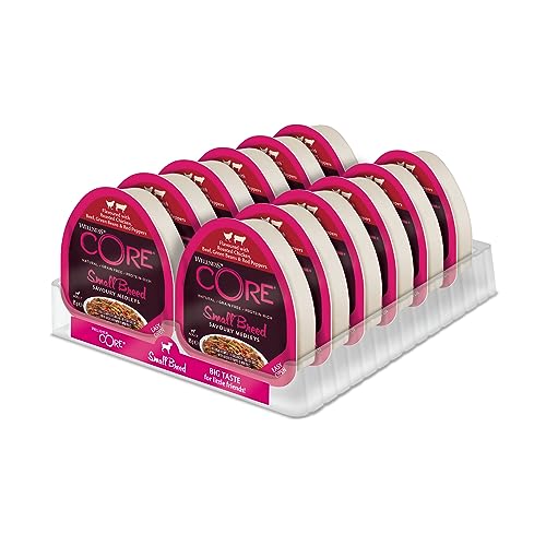 Wellness CORE Small Breed Savoury Medleys, Hundefutter nass für kleine Hunde, Huhn & Rind, 12 x 85 g, ohne Zuckerzusatz, getreidefrei, mit hohem Fleischanteil von Wellness CORE