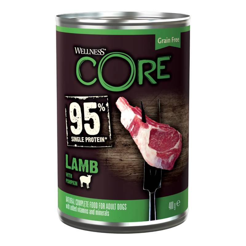 Sparpaket Wellness Core Adult 95% Single Protein 12 x 400 g - Lamm & Kürbis von Wellness Core