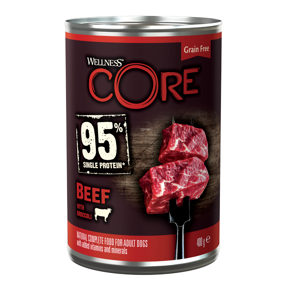 Sparpaket Wellness Core Adult 95% Single Protein 12 x 400 g - Rind & Brokkoli Sparpaket Wellness Core Adult 95% Single Protein 12 x 400 g - Rind & Brokkoli von Wellness Core