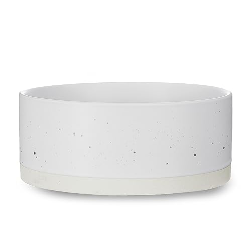 Welloyed Oslo Keramik-Hundenapf – 20,3 cm Hundefutter-Wassernapf für mittelgroße und große Hunde, robuster, rutschfester Hundenapf, moderner Skandi-Stil, Steingut, spülmaschinenfest, 200 ml, Weiß von Welloyed