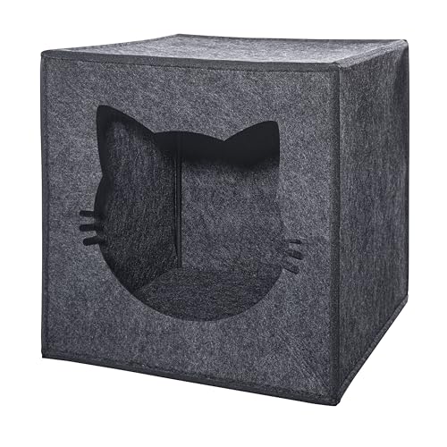 Weltbild Katzenhöhle aus Filz - mit rutschhemmendem Boden, Katzenbox Dunkelgrau 37 x 33 x 33 cm - Katzenhaus, Katzenkorb Katzenbett Katzenversteck Kuschelhöhle für Katzen von Weltbild