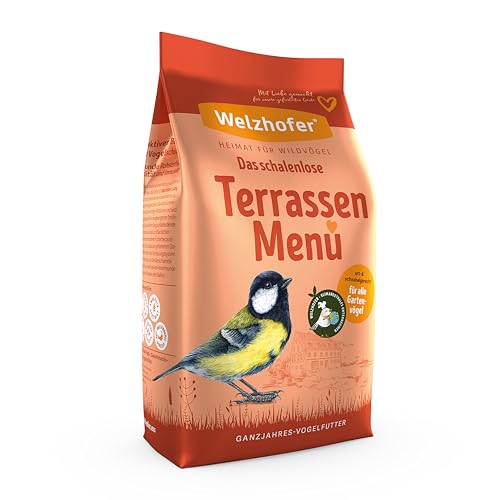 Welzhofer 9kg Terrassen Menü, schalenloses Vogelfutter für Balkon & Terrasse. Ideal für viele Wildvögel. Ambrosia gereinigt, ohne Zusatzstoffe & ohne Rosinen. Für Futterhäuser, Säulen & zum Streuen von Welzhofer