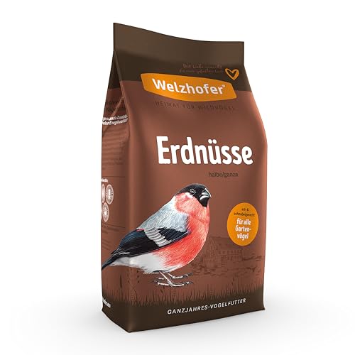 Welzhofer Erdnüsse halbe/ganze 10kg Wildvogelfutter - Hochenergie Vogelfutter für Garten- & Wildvögel, mit extrem hohem Ölgehalt, 24% Eiweiß, 176 mg Magnesium. Rückstandsfrei & nährstoffreich von Welzhofer