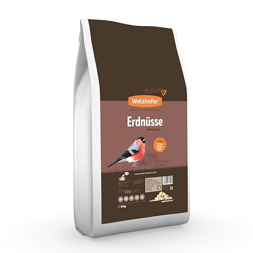 Welzhofer Erdnüsse halbe/ganze 25kg Wildvogelfutter - Hochenergie Vogelfutter für Garten- & Wildvögel, mit extrem hohem Ölgehalt, 24% Eiweiß, 176 mg Magnesium. Rückstandsfrei & nährstoffreich von Welzhofer