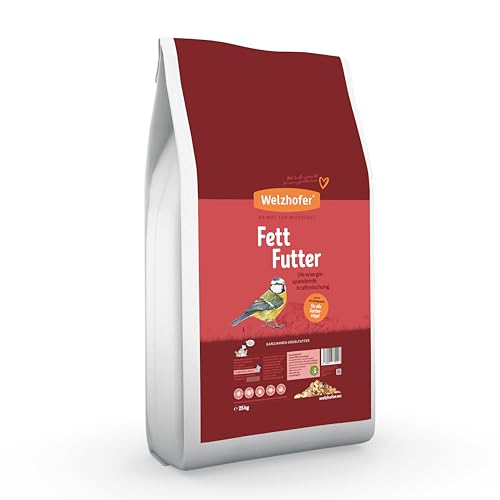 Welzhofer Fettfutter für Wildvögel 25kg – Hochenergetische Mischung mit Haferflocken, naturbelassenem Fett, Sultaninen und Erdnüssen. Ohne Zusatzstoffe. Artgerecht für das ganze Jahr. von Welzhofer