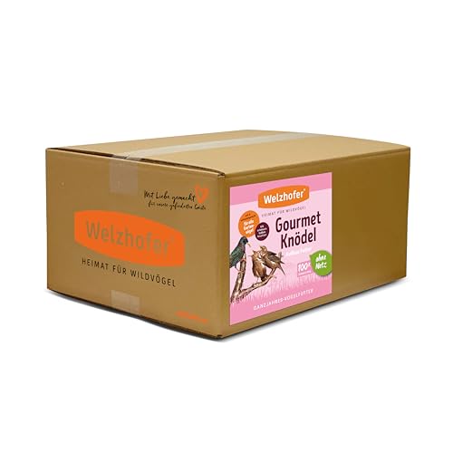 Welzhofer Gourmetknödel Aufbaufutter, 100 Stück x 100g - Meisenknödel ohne Netz, leckere Energiequelle für Garten- & Wildvögel, verdauungsfördernde Getreideflocken, praktische Kartonagenverpackung von Welzhofer