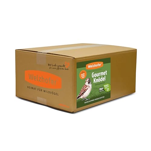 Welzhofer Gourmetknödel "die Klassischen" 100 Stück x 100g Meisenknödel im Bio-Netz, leckere Energiequelle für Garten- & Wildvögel, verdauungsfördernde Getreideflocken, praktische Kartonagenverpackung von Welzhofer