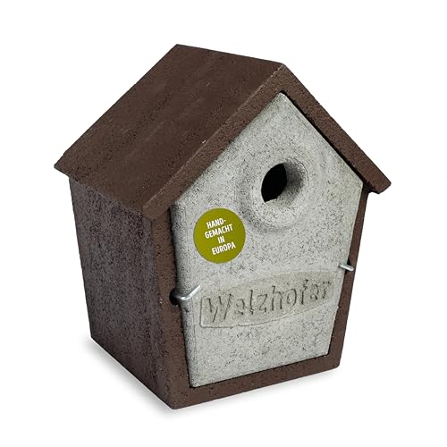 Welzhofer Holzbeton Nistkasten Rocky, langlebiges und spechtsicheres Vogelhaus mit 34mm Einflugloch, für Kohlmeisen, Kleiber, Trauerschnäpper, Haus- & Feldsperling & Gartenrotschwanz, Made in Europa von Welzhofer