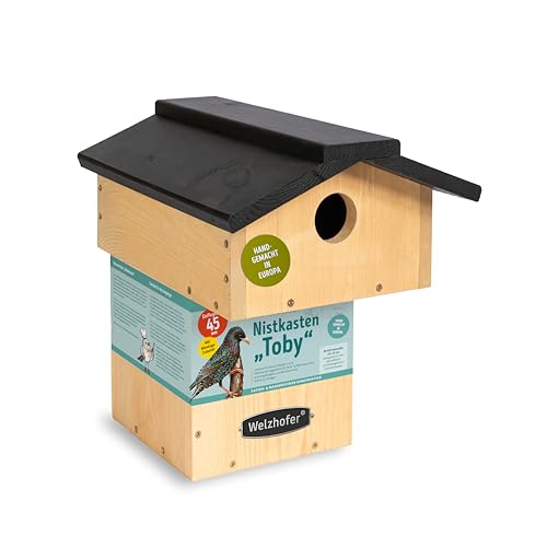 Welzhofer Nistkasten Toby, Vogelhaus mit 45mm Einflugloch, handgemacht in Europa, für Stare und viele weitere Höhlenbrüter, Bunt- & Mittelspechte, katzensicheres Vogelhaus Welzhofer Nistkasten Toby, Vogelhaus mit 45mm Einflugloch, handgemacht in Europa, für Stare und viele weitere Höhlenbrüter, Bunt- & Mittelspechte, katzensicheres Vogelhaus von Welzhofer