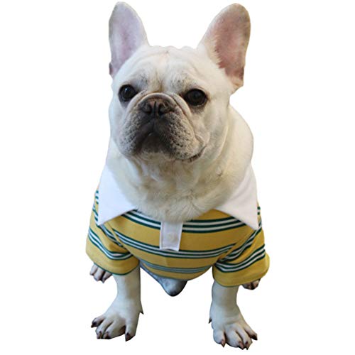 Wenchuang Hund Sommer Kleidung Welpen Gestreiftes Poloshirt Cute Kurzarm Haustierpullover Hundebekleidung Hundeshirts (Gelb, Asia M) von Wenchuang
