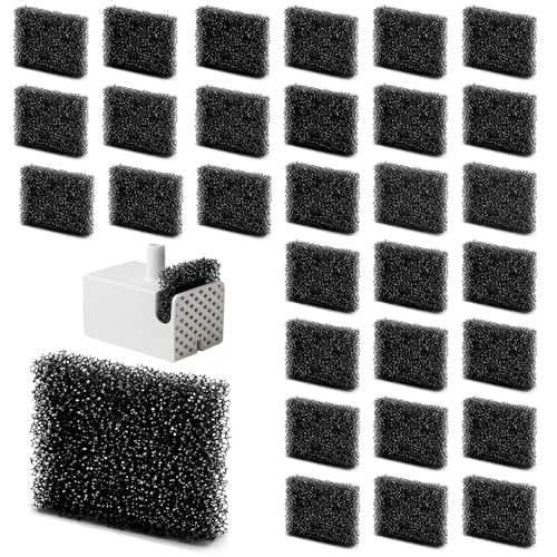 30 Stück Haustierbrunnenfilter, Katzenbrunnenfilterersatz Ersetzte Schaumstofffilter für Katze Hund Wasser Dispenser Filter 35x25x9mm schwarz von Weniubit