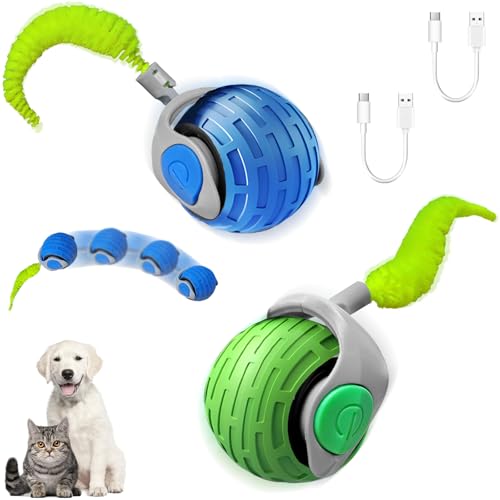 Interaktives Katzenspielzeug, 2 Stück Katzenbälle, rollende Bälle für Hunde und Katzen, intelligente Hybrid-Katzenbälle, wiederaufladbare intelligente Haustier-Spielzeugbälle mit 2 Modi,Blau und Grün Interaktives Katzenspielzeug, 2 Stück Katzenbälle, rollende Bälle für Hunde und Katzen, intelligente Hybrid-Katzenbälle, wiederaufladbare intelligente Haustier-Spielzeugbälle mit 2 Modi,Blau und Grün von Wenosda