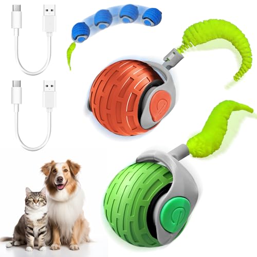 Interaktives Katzenspielzeug, 2 Stück Katzenbälle, rollende Bälle für Hunde und Katzen, intelligente Hybrid-Katzenbälle, wiederaufladbare intelligente Haustier-Spielzeugbälle mit 2 Modi,Grün und Rot Interaktives Katzenspielzeug, 2 Stück Katzenbälle, rollende Bälle für Hunde und Katzen, intelligente Hybrid-Katzenbälle, wiederaufladbare intelligente Haustier-Spielzeugbälle mit 2 Modi,Grün und Rot von Wenosda