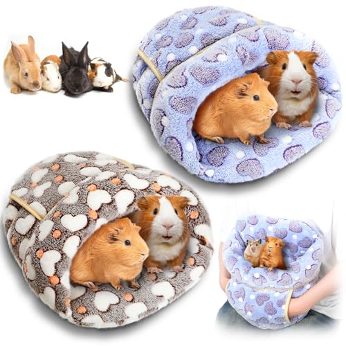 Wenqik Meerschweinchenbett, kuscheliges warmes Versteck für Kleintiere, gemütliches Schlafhaus, Bettwäsche, Kissen, tragbare Haustier-Tragetasche, Käfignest für Hamster, Ratten, Kaninchen, Zubehör, 2 von Wenqik