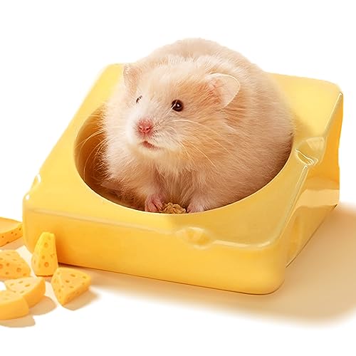 Hamster Futternapf Hamster Keramik Futternapf Kaufest für Zwerg Syrische Hamster Rennmäuse Igel und andere Kleintiere, Gelb von Wenriko