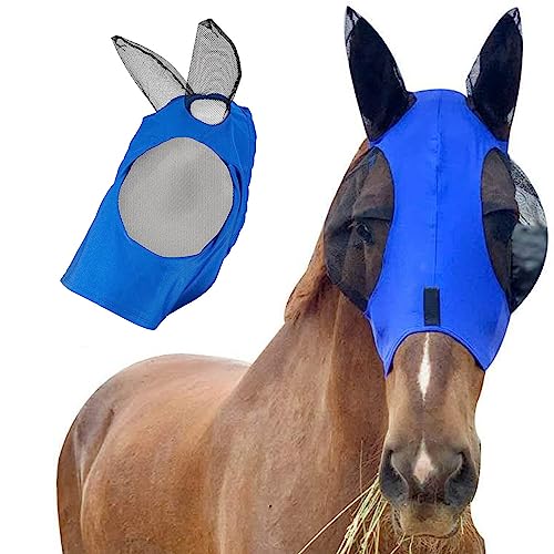 Wenxiaw Elastizität Pferde Fliegenmaske Hervorragender Komfort mit Uv-Schutz Standard Fliegenmaske Für Pferd-Schickes Blau von Wenxiaw