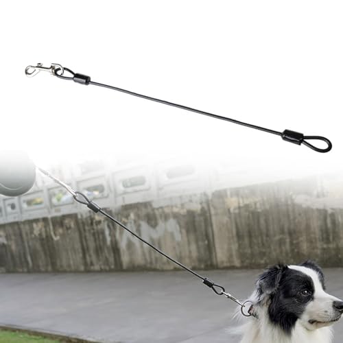 Wasserdicht Nicht Kaubar Hundeleine Kette Aus Metall 48 Cm/19 Zoll Hundekette Leine Bissfest Hundeleine Chew Proof Tie-Out Leinen Für Hunde Für Hunde, Für Kleine, Mittlere, Große (Schwarz) von Wenyue