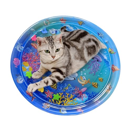 Weqizuerqi Katzen -sensorische Wassermatte, Katzenwasserspielmatte | Cartoon Water Pad Haustiere Babys Spielen Mat - Spaß beim Schlafenwasserbett Komfort Kühlspielzeug zu Hause außerhalb Unterhaltung von Weqizuerqi