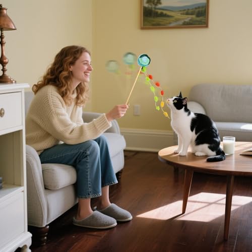 Weqizuerqi Katzenangel - Kätzchen Katzenminze-Spiel | Spiel Bewegung Langeweile Reduzieren Angel mit Glöckchen für Katzen Zuhause drinnen draußen von Weqizuerqi