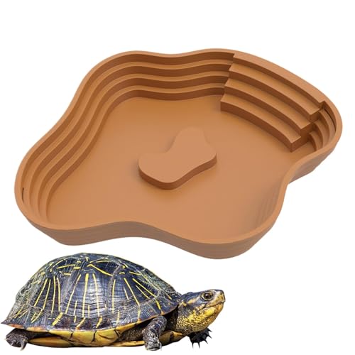 Weqizuerqi Reptilienschale, Wasserschale für Reptilienbehälter,Schildkrötenfutterplatte | Multifunktionaler Aquariumschmuckfuttermittel mit Leiter für Gecko, Schlange, Schildkröte, bärtiger Drache, von Weqizuerqi
