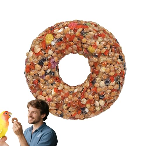 Weqizuerqi Vogelfutter - Vogelkäfig Spielzeug - Donut-förmiger Beißring Mit Körner Snacks Für Training, Beschäftigung Und Futtersuche Für Unzertrennliche von Weqizuerqi