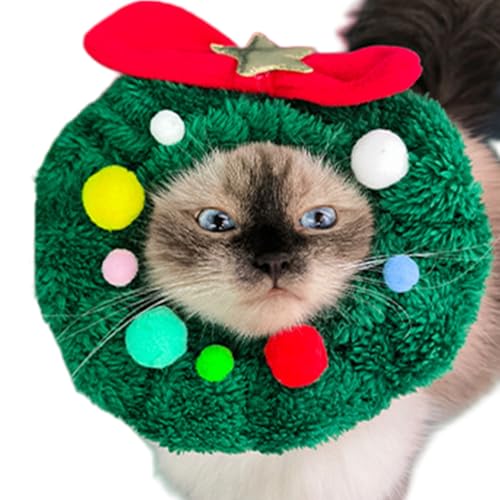 Weqizuerqi Weihnachtliches Katzenhalsband | Plüsch-Welpenhalsband für Weihnachten, Plüschkatze, bequeme, verstellbare Halsbänder für Haustiere von Weqizuerqi