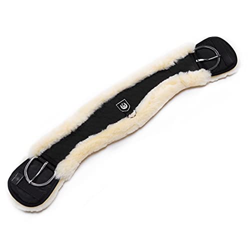 Werner Christ Western Lammfell MONDGURT anatomischer Western-Sattelgurt mit konkaver Sichelform, echtes Fell, Westerngurt in schwarz-Natur, in 90 cm von CHRIST