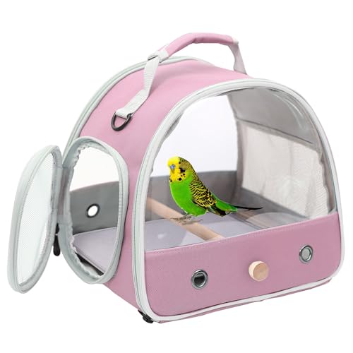 Werwing Bird Travel Cage Carrier Rucksack - Tragbarer Vogelkäfig für Papageien, Sittiche & kleine Vögel | Klarsichtfenster, abnehmbare Sitzstange & Matte von Werwing